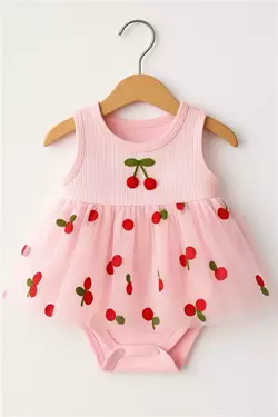 NAYİNOM 3-6-9-12-18 AY KİRAZ DETAYLI TÜTÜLÜ BADİ PEMBE